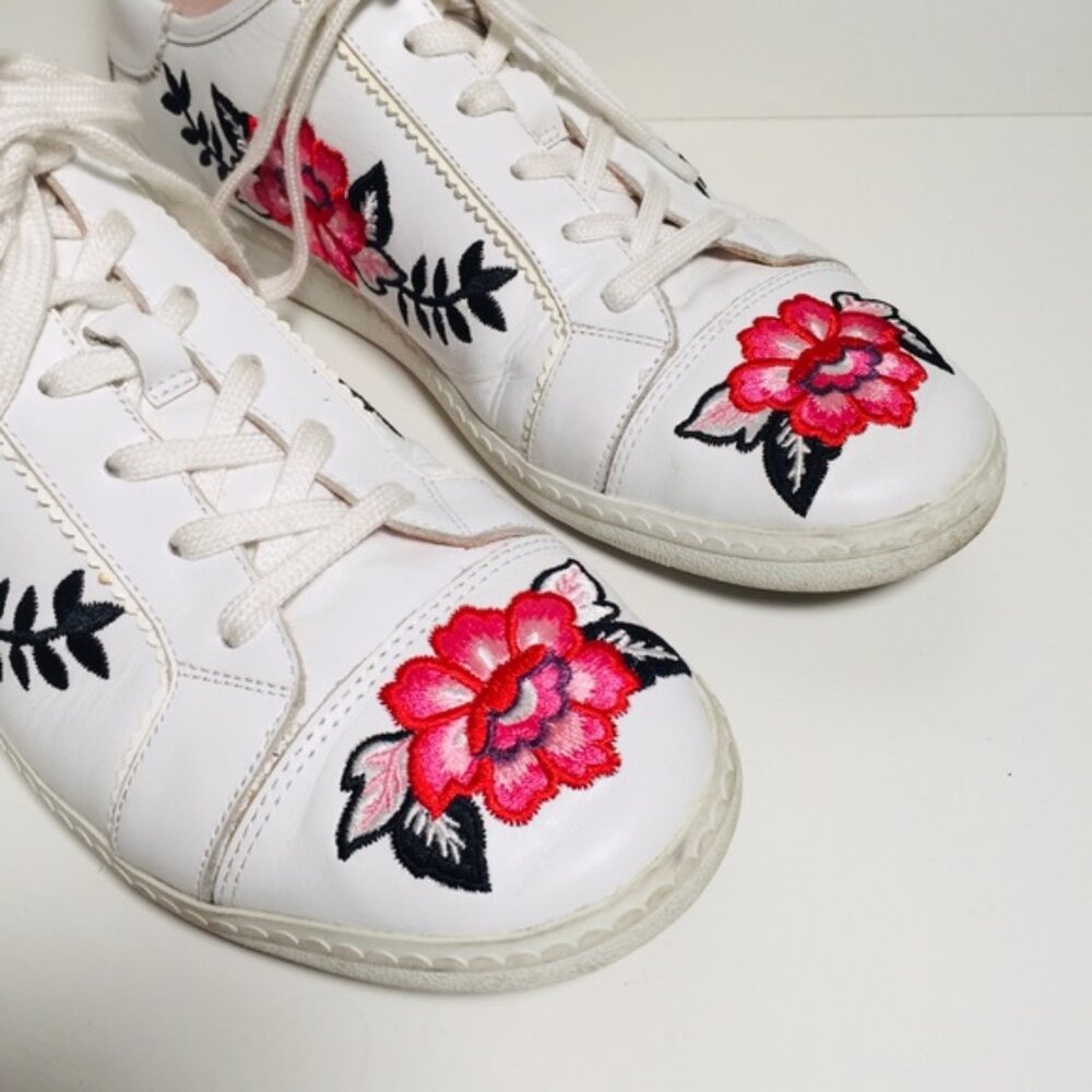 Kate Spade Everhart Embroidered Floral Leather White Shoes Size 10.5 - Picture 8 of 9